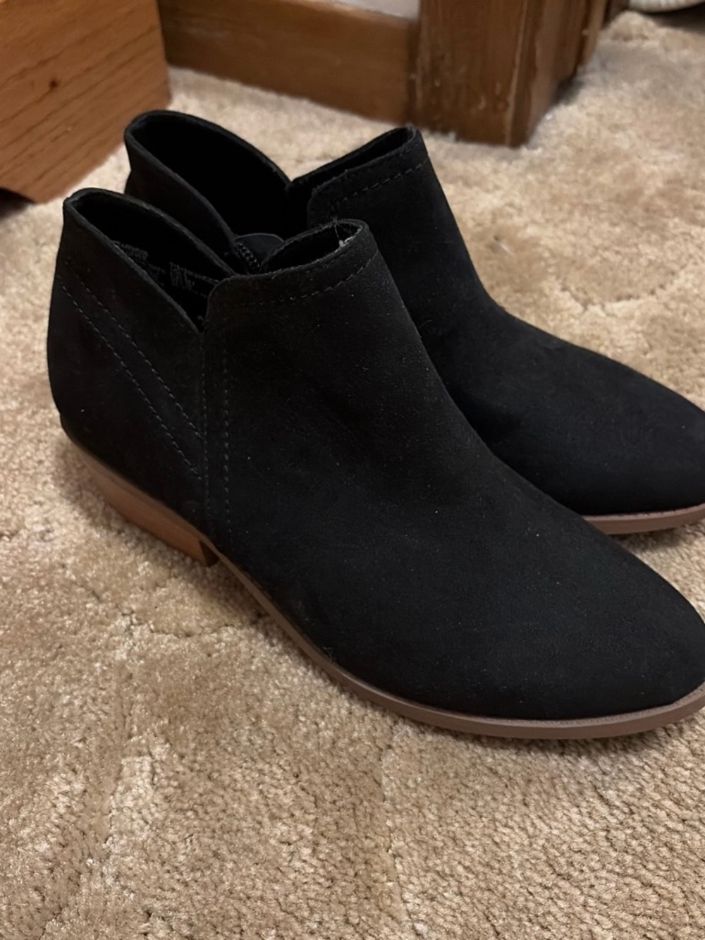 Time and Tru Black Suede Ankle Booties